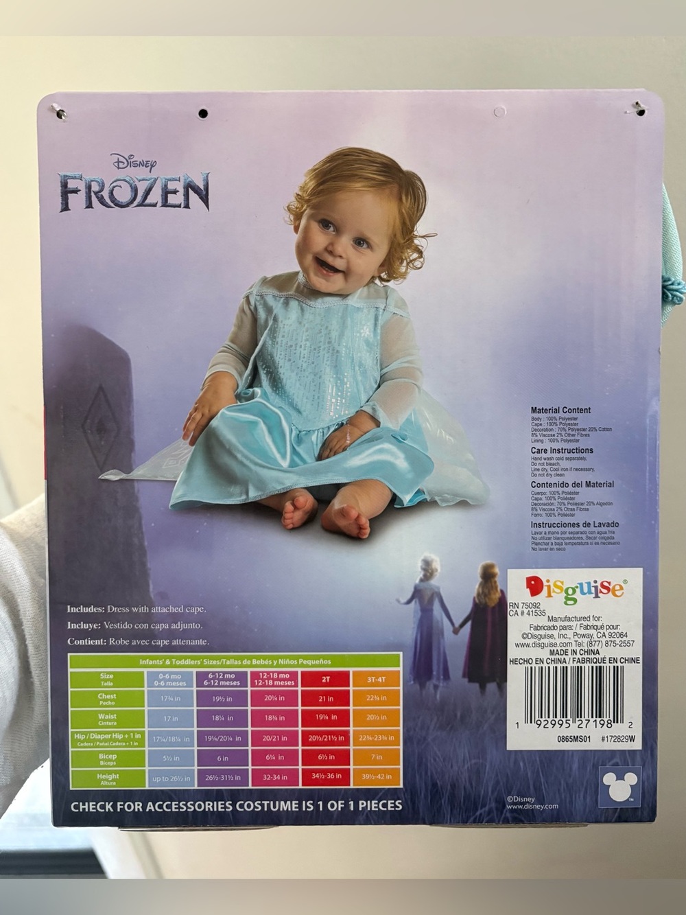NEW Disney Frozen Elsa Halloween Costume for Infant Size 12-18M by Way To Celebr - Picture 2 of 9